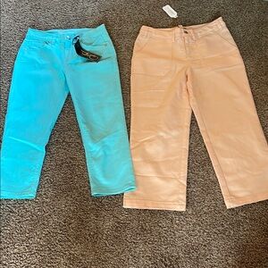 AnyBody and dg2 Women's Ankle & Cropped Jeans - Blue and Peach
